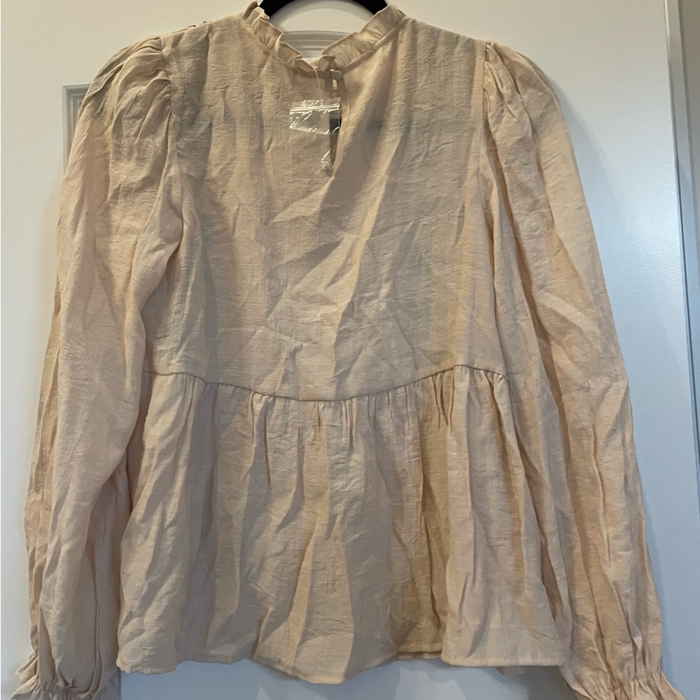 Embroidered Cream/Tan Women's Top - Picture 2 of 3